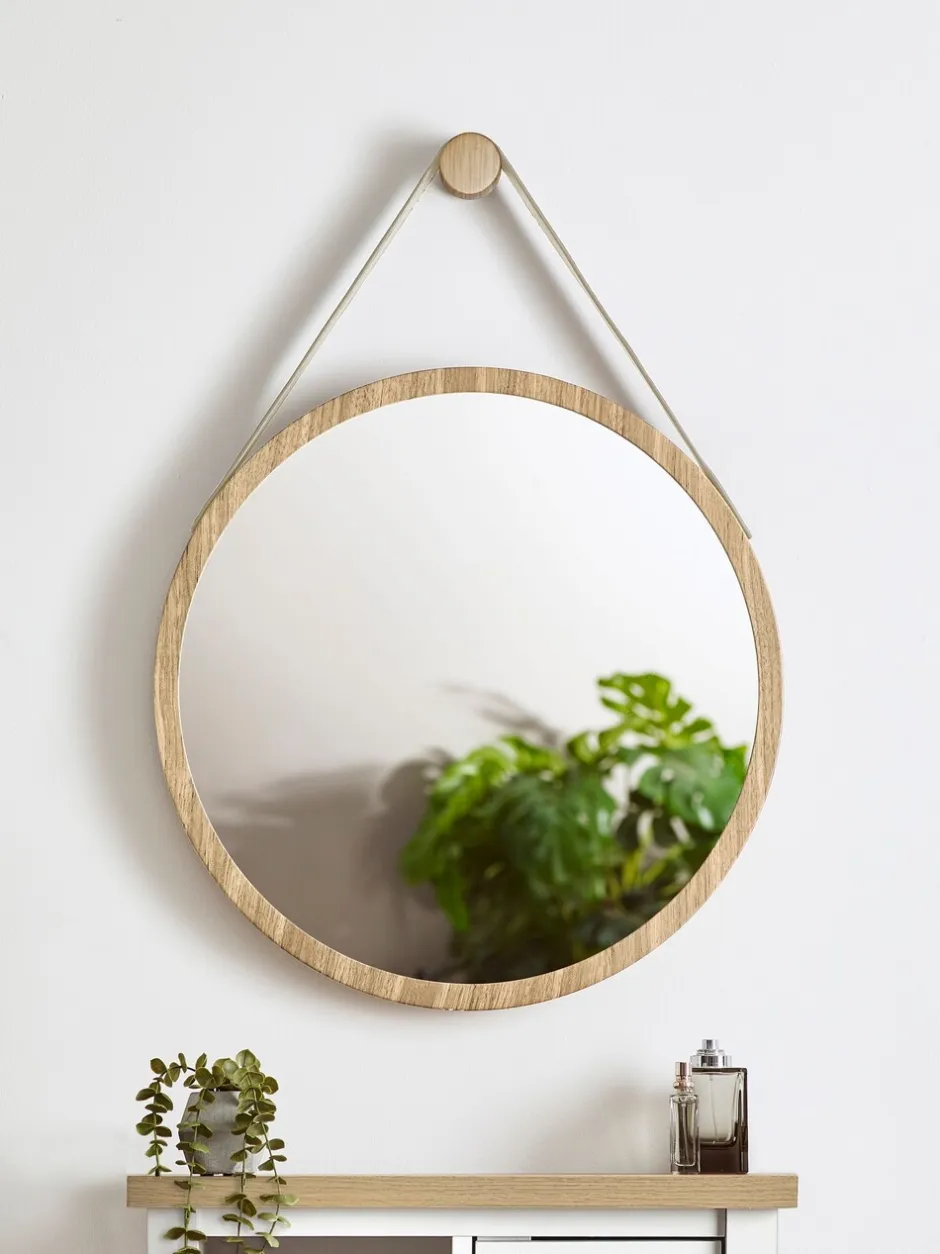 Spiegels|Badkameraccessoires*Next Hangende ronde wandspiegel Krijtwit Malvern