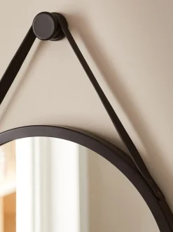 Spiegels|Badkameraccessoires|Next Hangende ronde wandspiegel Zwart Bronx