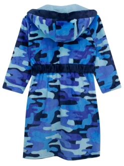 Kamerjassen|Harry Bear badjas met camouflageprint en BLAUWE AOP camouflageprint