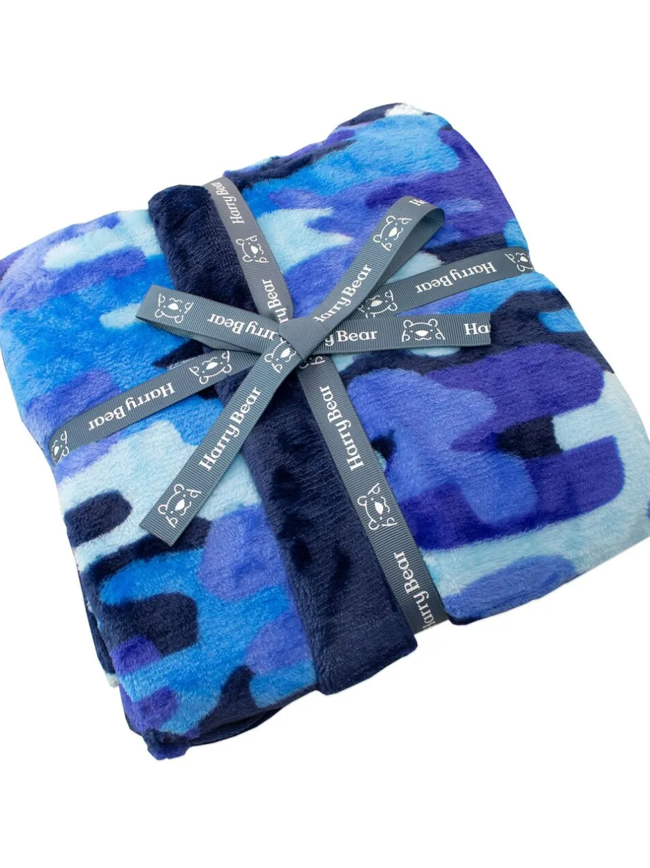 Kamerjassen|Harry Bear badjas met camouflageprint en BLAUWE AOP camouflageprint