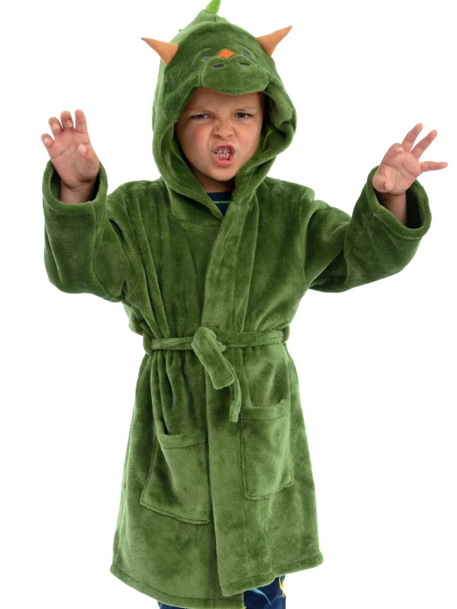 Kamerjassen*Harry Bear Dinosaur Fleece Dressing Gown With 3D Horns And Spikes