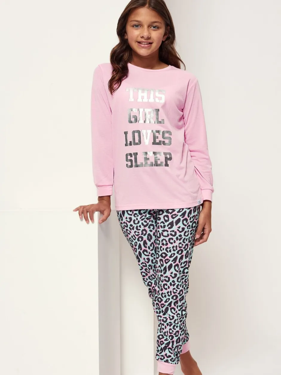 Nachtkleding En Pyjama's|Pyjama's*Harry Bear pyjama met luipaardprint en Sleep-slogan