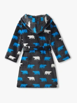 Kamerjassen*Hatley Grey Polar Bear Silhouette Fuzzy Fleece Dressing Robe