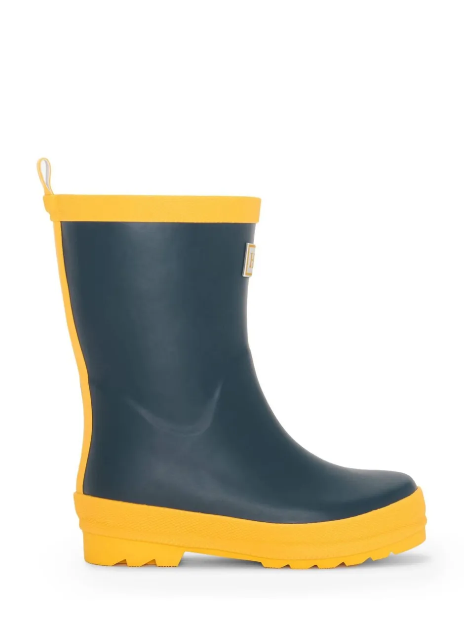 Laarzen*Hatley Navy & Yellow Matte Rain Wellies