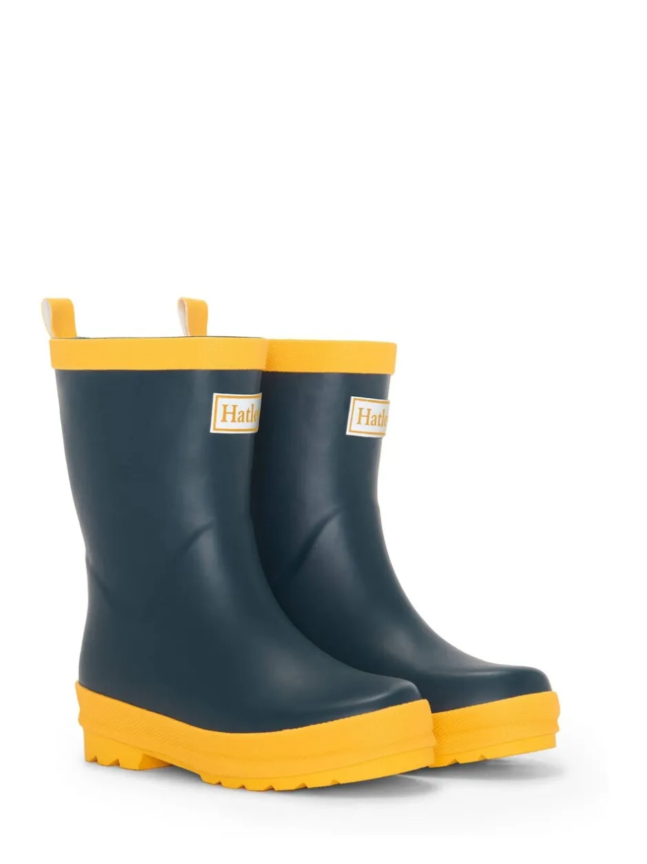 Laarzen*Hatley Navy & Yellow Matte Rain Wellies