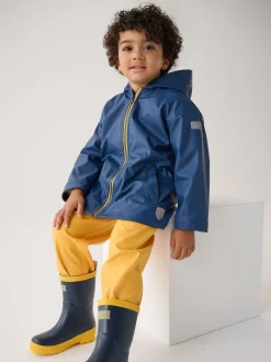 Laarzen*Hatley Navy & Yellow Matte Rain Wellies