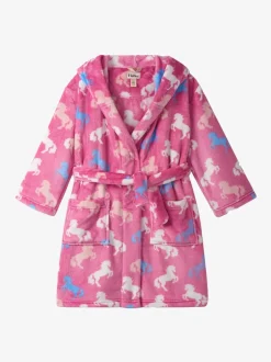 Kamerjassen|Hatley Pink Beautiful Horses Fuzzy Fleece Dressing Robe