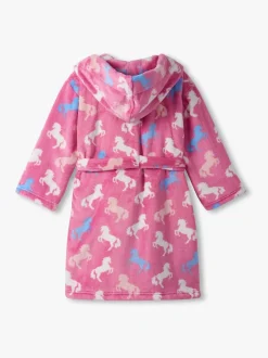 Kamerjassen|Hatley Pink Beautiful Horses Fuzzy Fleece Dressing Robe