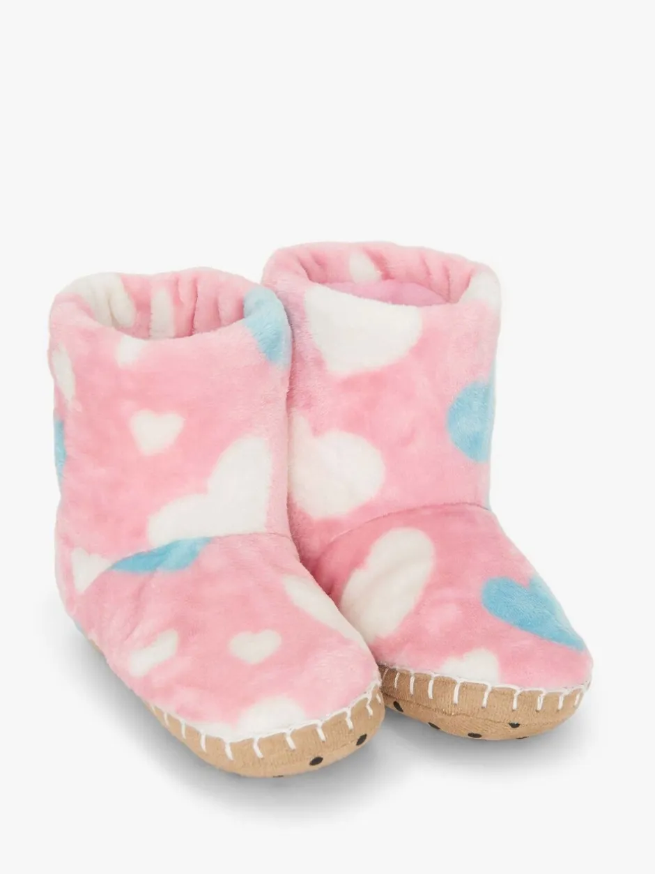 Pantoffels*Hatley Pink Big Hearts Fuzzy Fleece Slippers