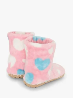 Pantoffels*Hatley Pink Big Hearts Fuzzy Fleece Slippers