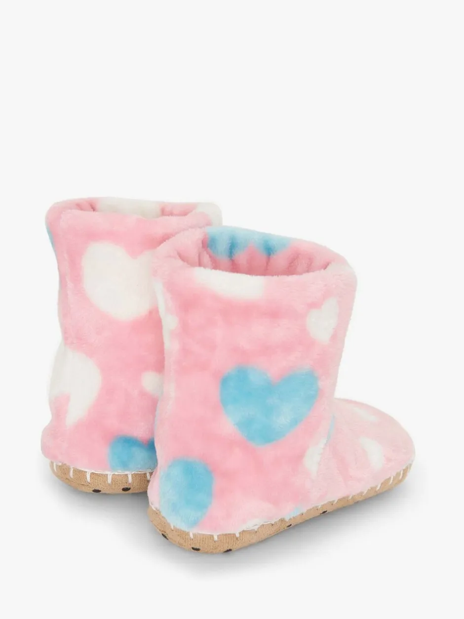 Pantoffels*Hatley Pink Big Hearts Fuzzy Fleece Slippers