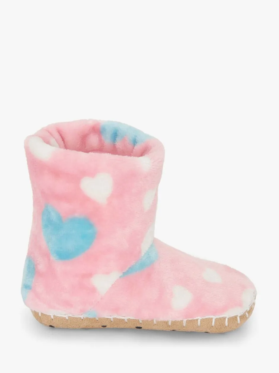 Pantoffels*Hatley Pink Big Hearts Fuzzy Fleece Slippers