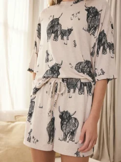 Pyjama's|Loungewear*Next Havermout Hamish The Highland Cow - Behaaglijke korte pyjamaset