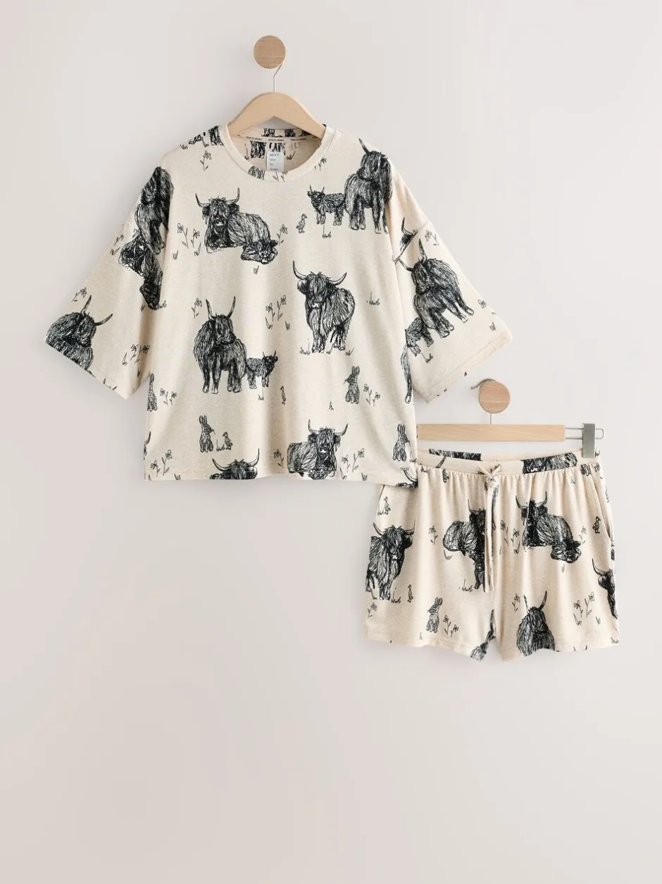 Pyjama's|Loungewear*Next Havermout Hamish The Highland Cow - Behaaglijke korte pyjamaset