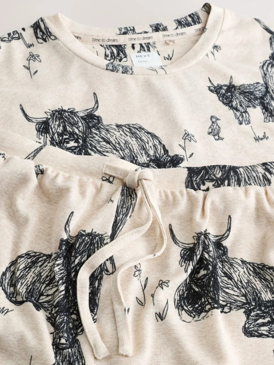 Pyjama's|Loungewear*Next Havermout Hamish The Highland Cow - Behaaglijke korte pyjamaset