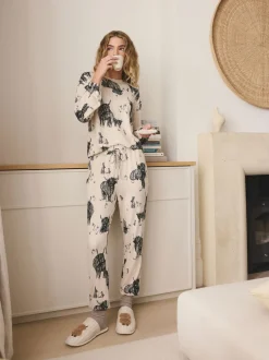 Pyjama's|Loungewear|Next Havermout Hamish The Highland Cow - Behaaglijke pyjama met lange mouwen