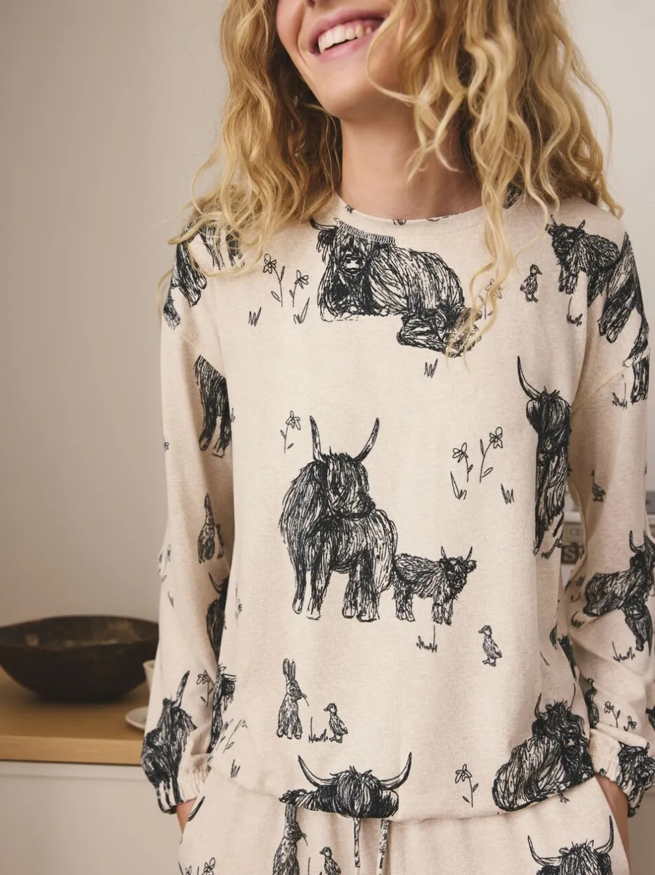 Pyjama's|Loungewear|Next Havermout Hamish The Highland Cow - Behaaglijke pyjama met lange mouwen