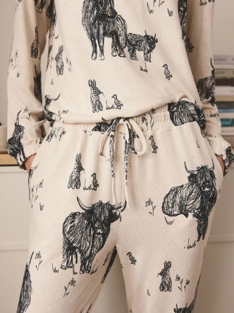 Pyjama's|Loungewear|Next Havermout Hamish The Highland Cow - Behaaglijke pyjama met lange mouwen