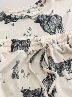 Pyjama's|Loungewear|Next Havermout Hamish The Highland Cow - Behaaglijke pyjama met lange mouwen