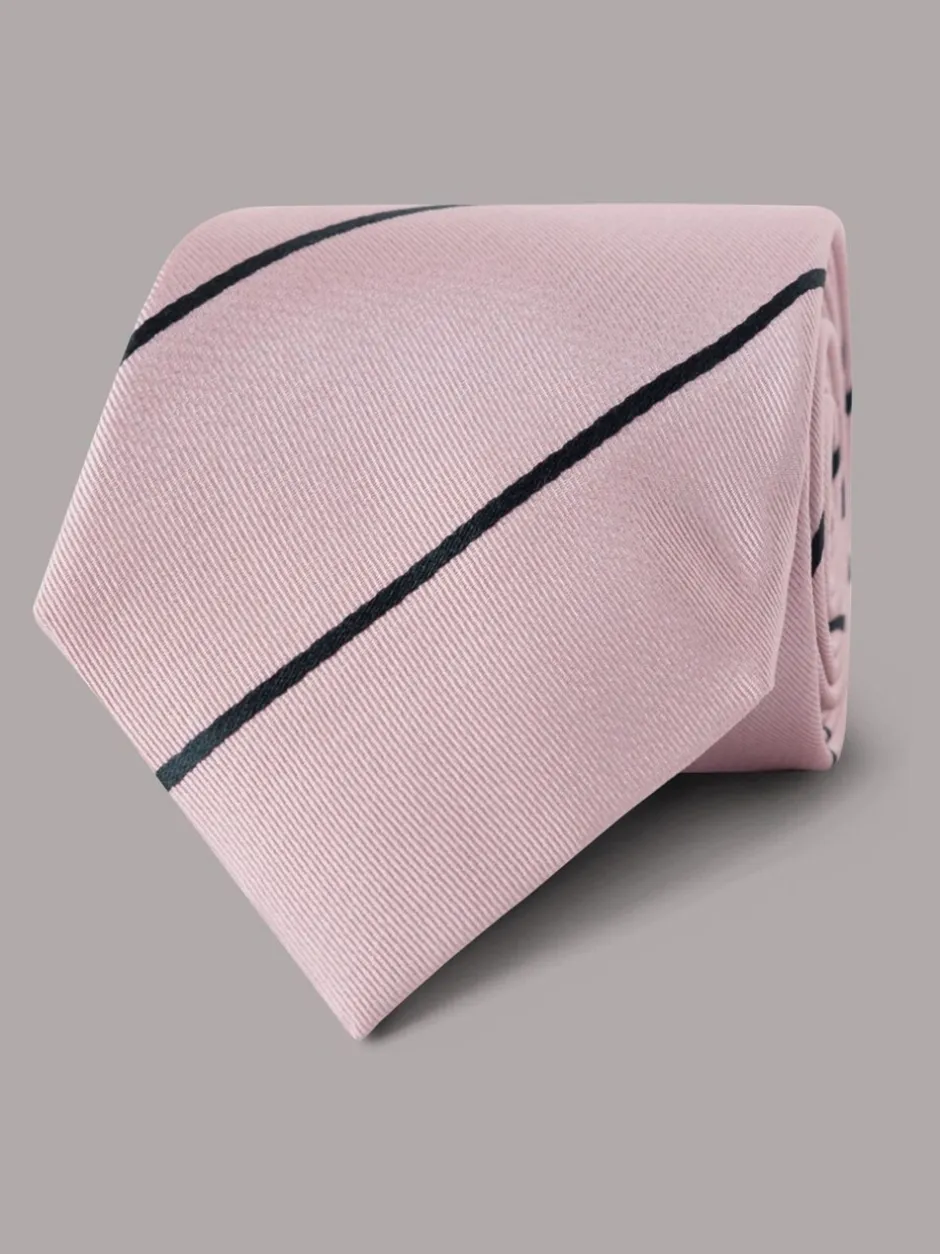 Stropdassen En Pochets*Hawes & Curtis Pink Stripe Repp Tie
