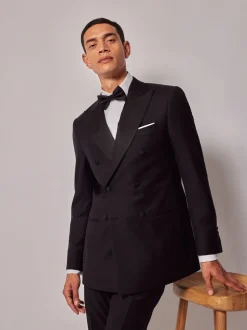Smokings En Feestkleding*Hawes & Curtis Slim Dinner Double breasted Zwart Pak Jack