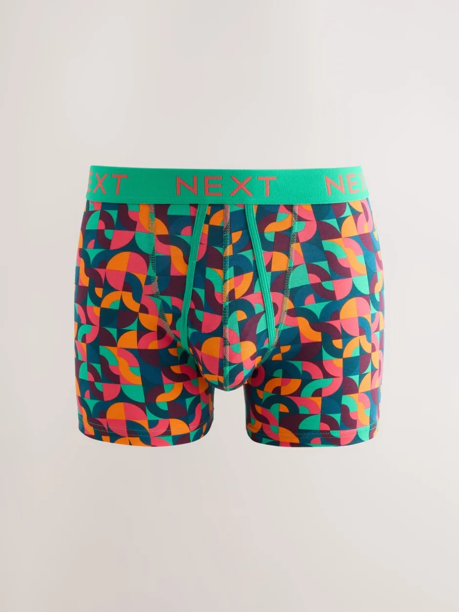 Ondergoed|Ondergoed*Next Helder Blauw/Oranje/Paars Cirkel Geo Print - Boxershorts met A-voorkant