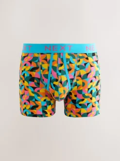 Ondergoed|Ondergoed*Next Helder Blauw/Oranje/Paars Cirkel Geo Print - Boxershorts met A-voorkant