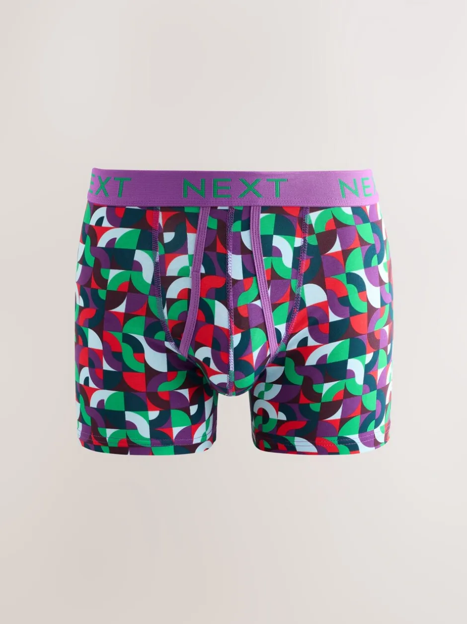 Ondergoed|Ondergoed*Next Helder Blauw/Oranje/Paars Cirkel Geo Print - Boxershorts met A-voorkant