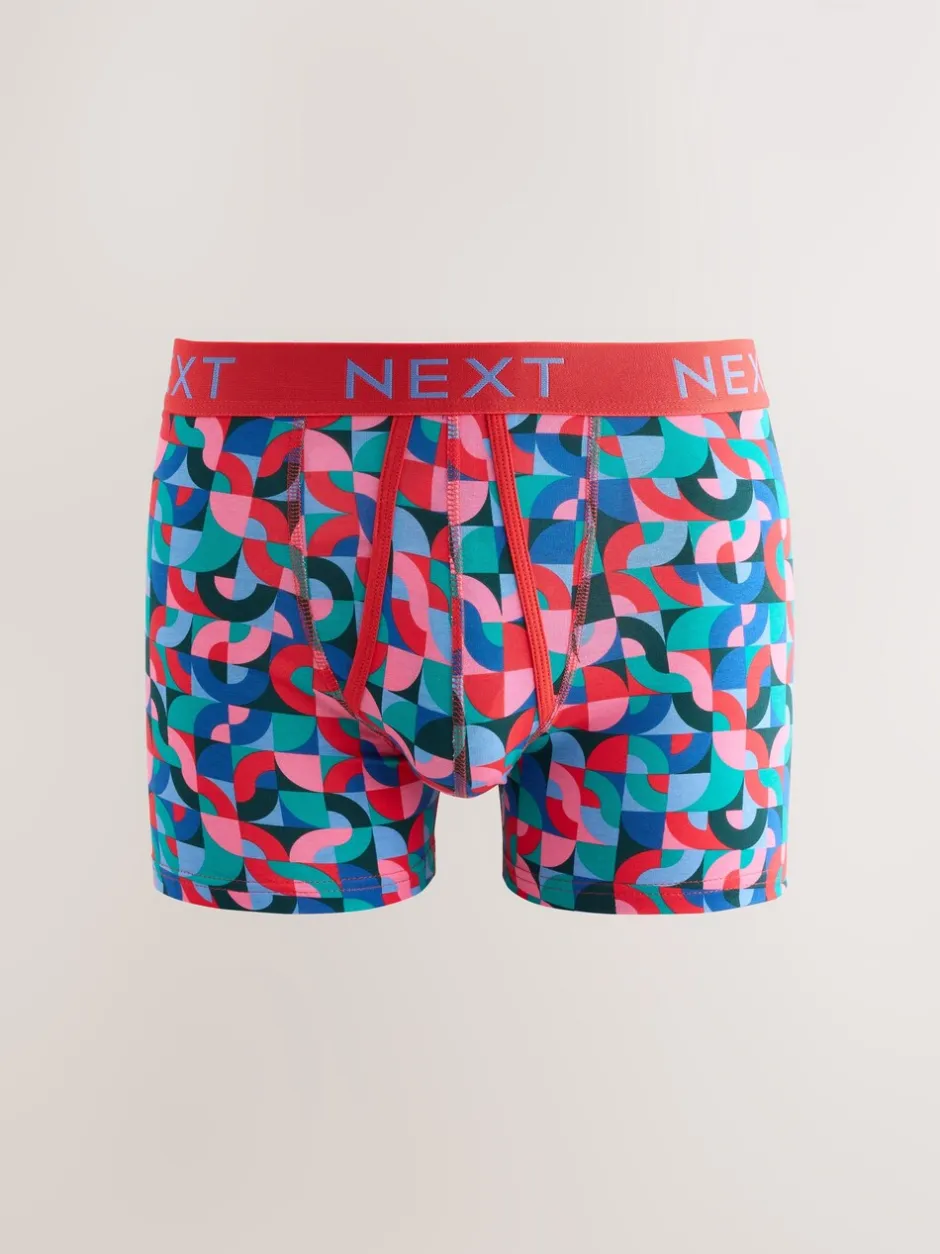 Ondergoed|Ondergoed*Next Helder Blauw/Oranje/Paars Cirkel Geo Print - Boxershorts met A-voorkant
