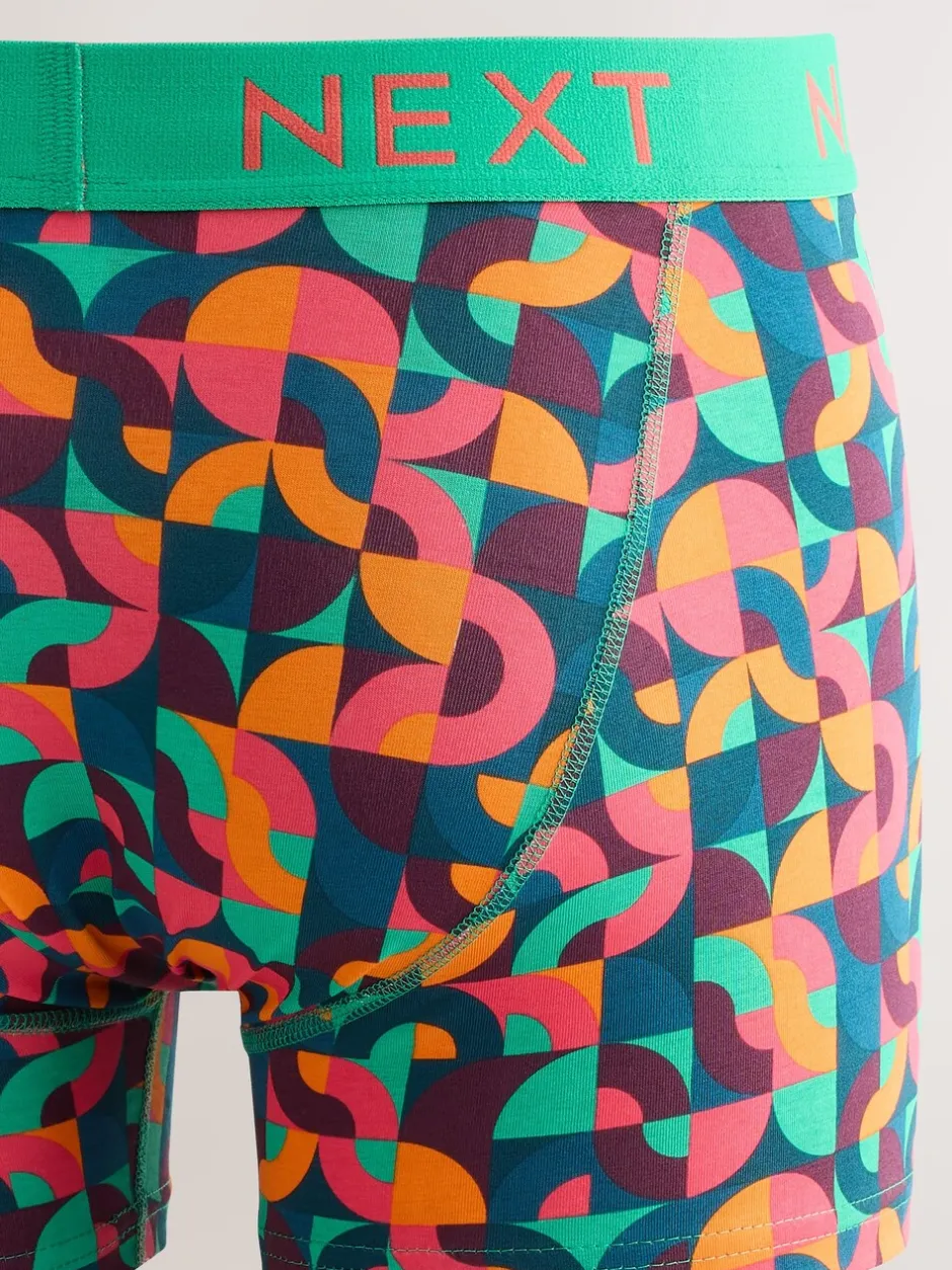 Ondergoed|Ondergoed*Next Helder Blauw/Oranje/Paars Cirkel Geo Print - Boxershorts met A-voorkant