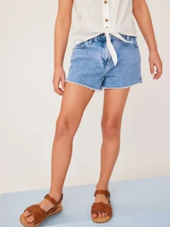 Shorts En Rokken|Next Helderblauw - Denim shorts met rafels (3-16jr)