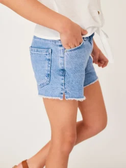 Shorts En Rokken|Next Helderblauw - Denim shorts met rafels (3-16jr)