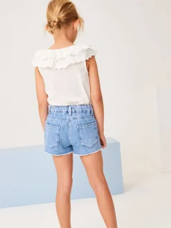 Shorts En Rokken|Next Helderblauw - Denim shorts met rafels (3-16jr)