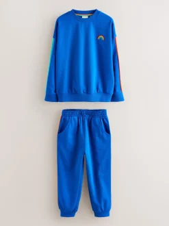 Joggingbroeken|Sweaters En Hoody´S|Little Bird by Jools Oliver Helderblauw - set van sweatshirt en joggingbroek