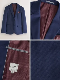 Blazers En Business-Jasjes|Pakken|Next - Normale Pasvorm - Kostuum met textuur: colbert Helderblauw