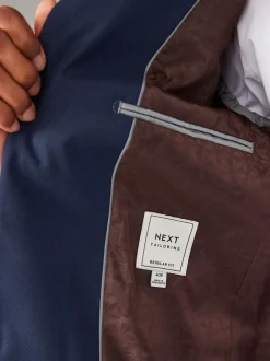 Blazers En Business-Jasjes|Pakken|Next - Normale Pasvorm - Kostuum met textuur: colbert Helderblauw