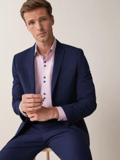 Blazers En Business-Jasjes|Pakken*Next - Strakke Pasvorm - Kostuum met twee knopen: colbert Helderblauw