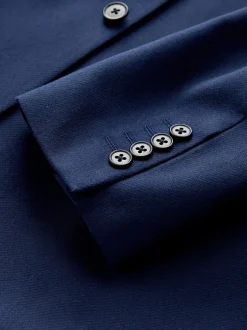 Pakken|Next - Strakke Pasvorm - Kostuum met textuur: colbert Helderblauw