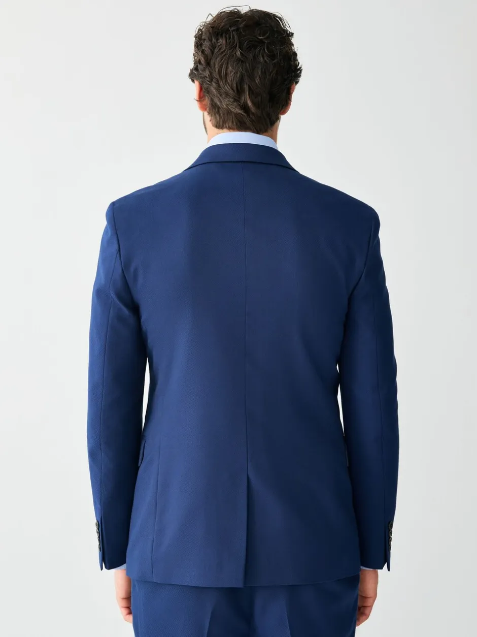 Pakken|Next - Strakke Pasvorm - Kostuum met textuur: colbert Helderblauw