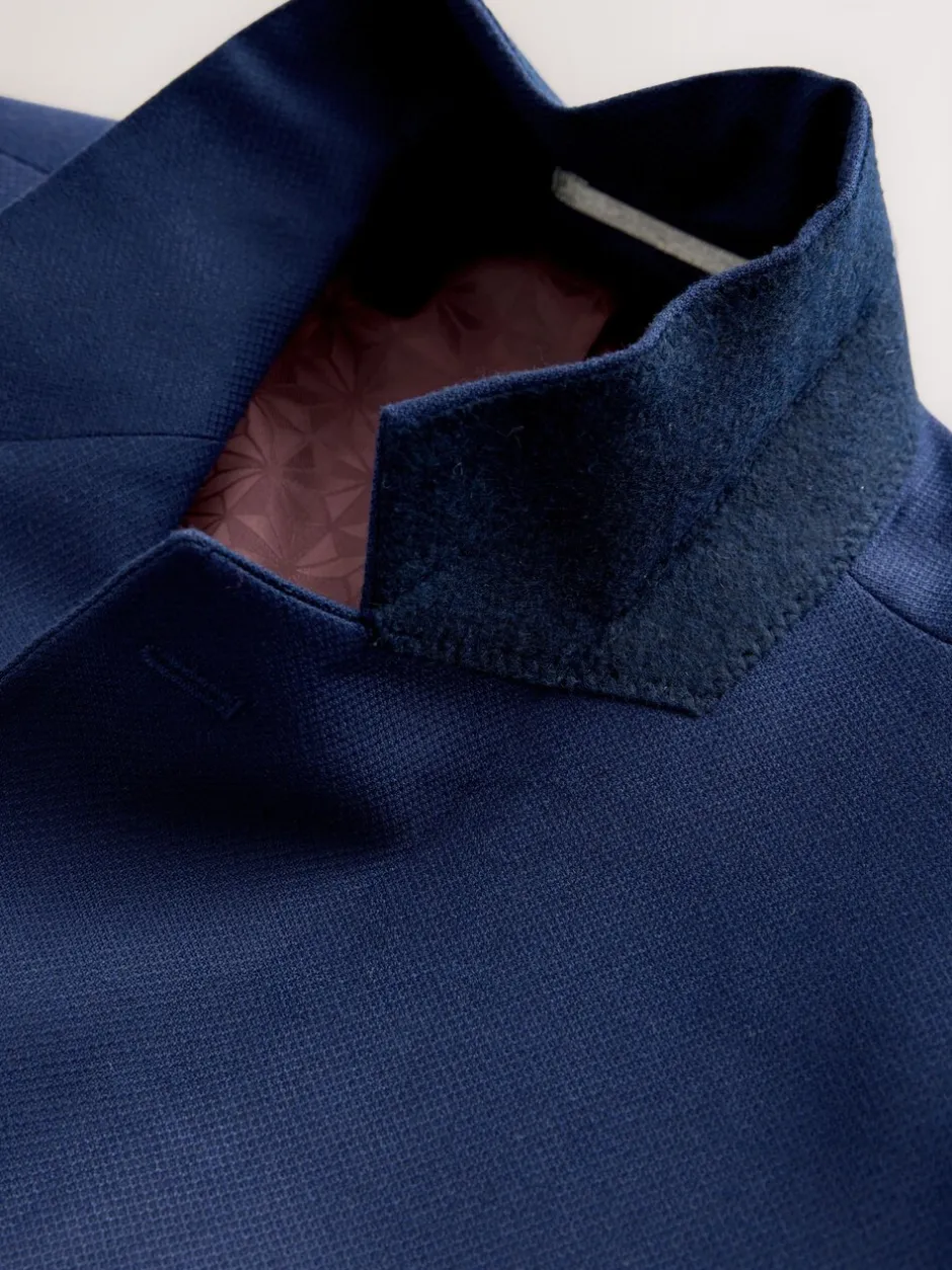 Pakken|Next - Strakke Pasvorm - Kostuum met textuur: colbert Helderblauw