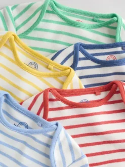 Rompertjes En Hemdjes|Rompertjes En Hemdjes*Next Heldere streep - Set van 5 babyrompertjes met korte mouwen