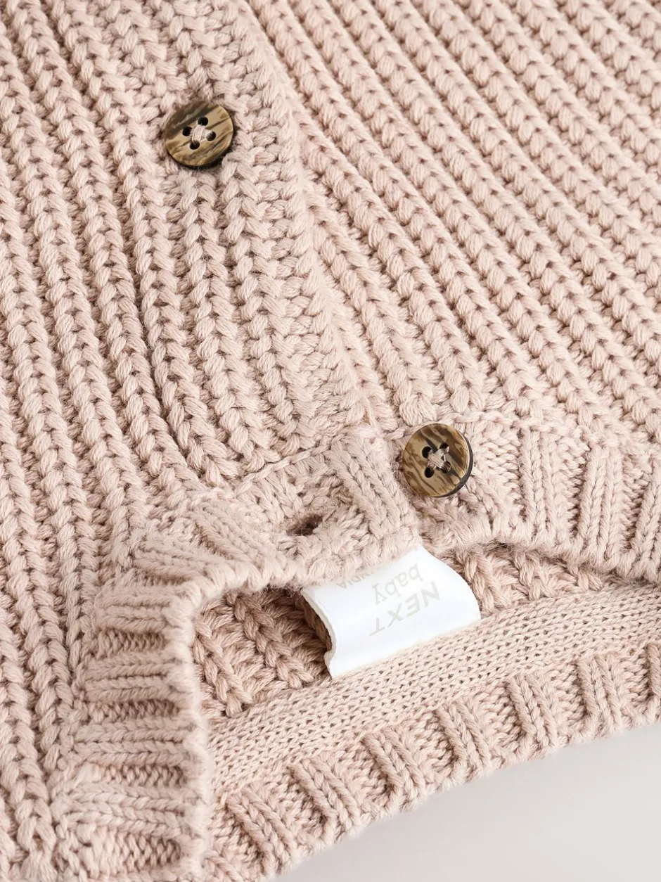 Truien En Breisels|Gebreide Kleding|Next - Grofgebreid babyvestje met borduursel Hello World Naturel