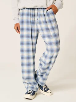 Pyjama's*Hollister - Flannel Check Pyjama Bottoms Hemelsblauw