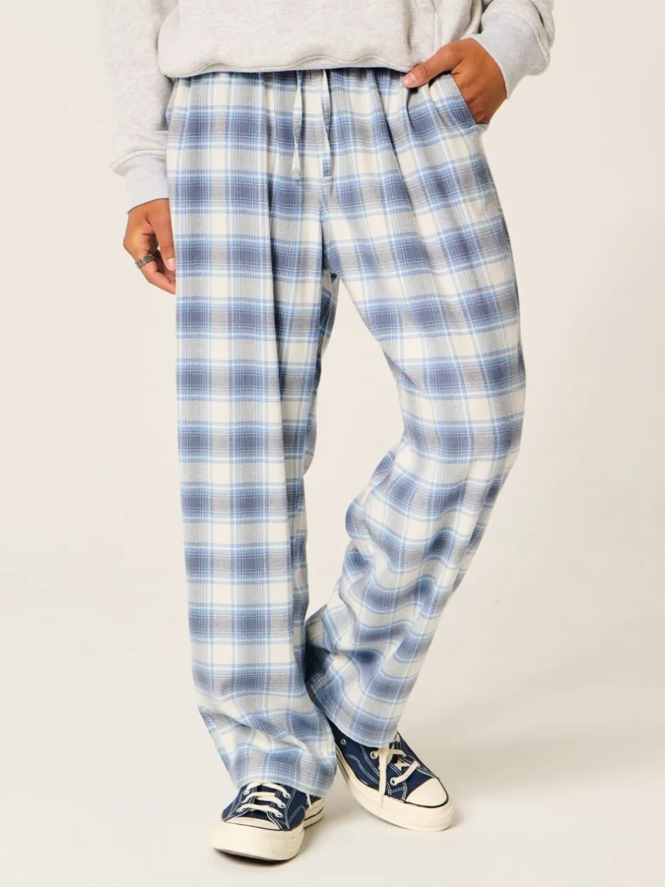 Pyjama's*Hollister - Flannel Check Pyjama Bottoms Hemelsblauw