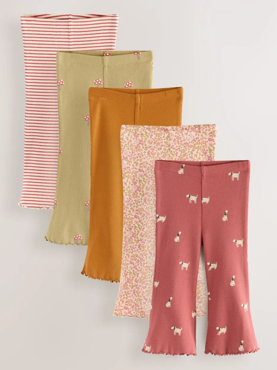 Broeken En Leggings|Next - Set van 5 flared leggings (3mnd-7jr) Herfstoranje