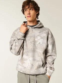 Sweaters En Hoody´S|Sweaters En Hoody´S|Hollister Grey Boxy Camo Print Logo Hoodie