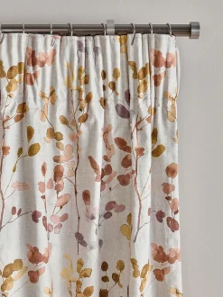 Gordijnen|Gordijnen*Next Honesty Bladeren Bloemenprint Verduisterende/Thermische Plooiband Gordijnen Naturel/oranje
