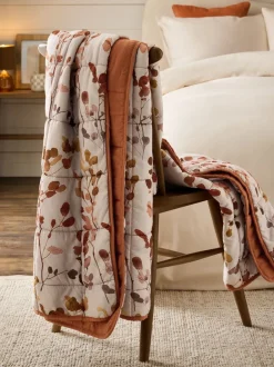 Kussentjes En Plaids|Kussentjes En Plaids|Next Honesty Floral Print Reversible Bedspread Oranje