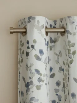 Gordijnen|Gordijnen|Next Honesty Leaf Floral Print Blackout/Thermal Eyelet Curtains Naturel/blauw