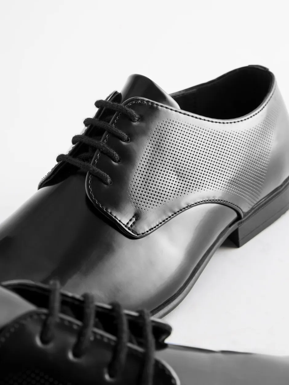 Schoenen|Formele Schoenen|Next Hoogglans zwart - Derbyschoenen met veter